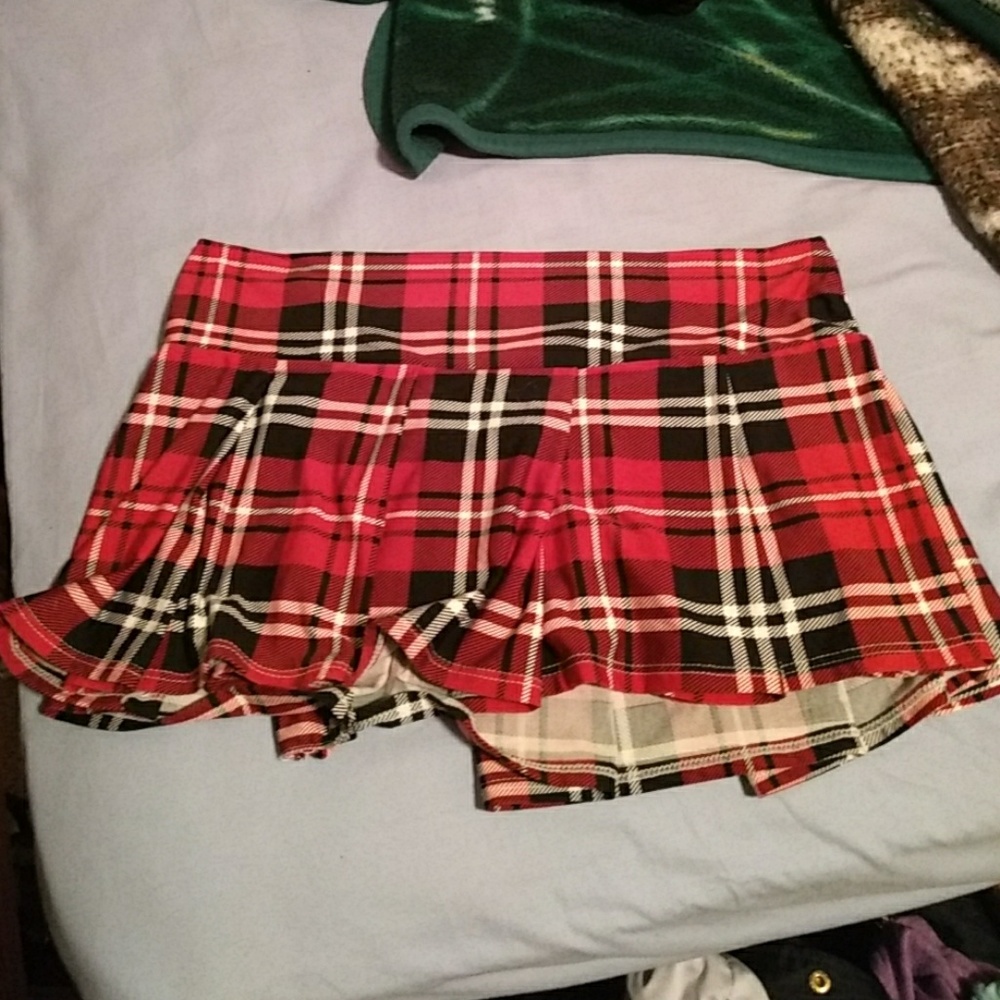 Red plaid skirt
